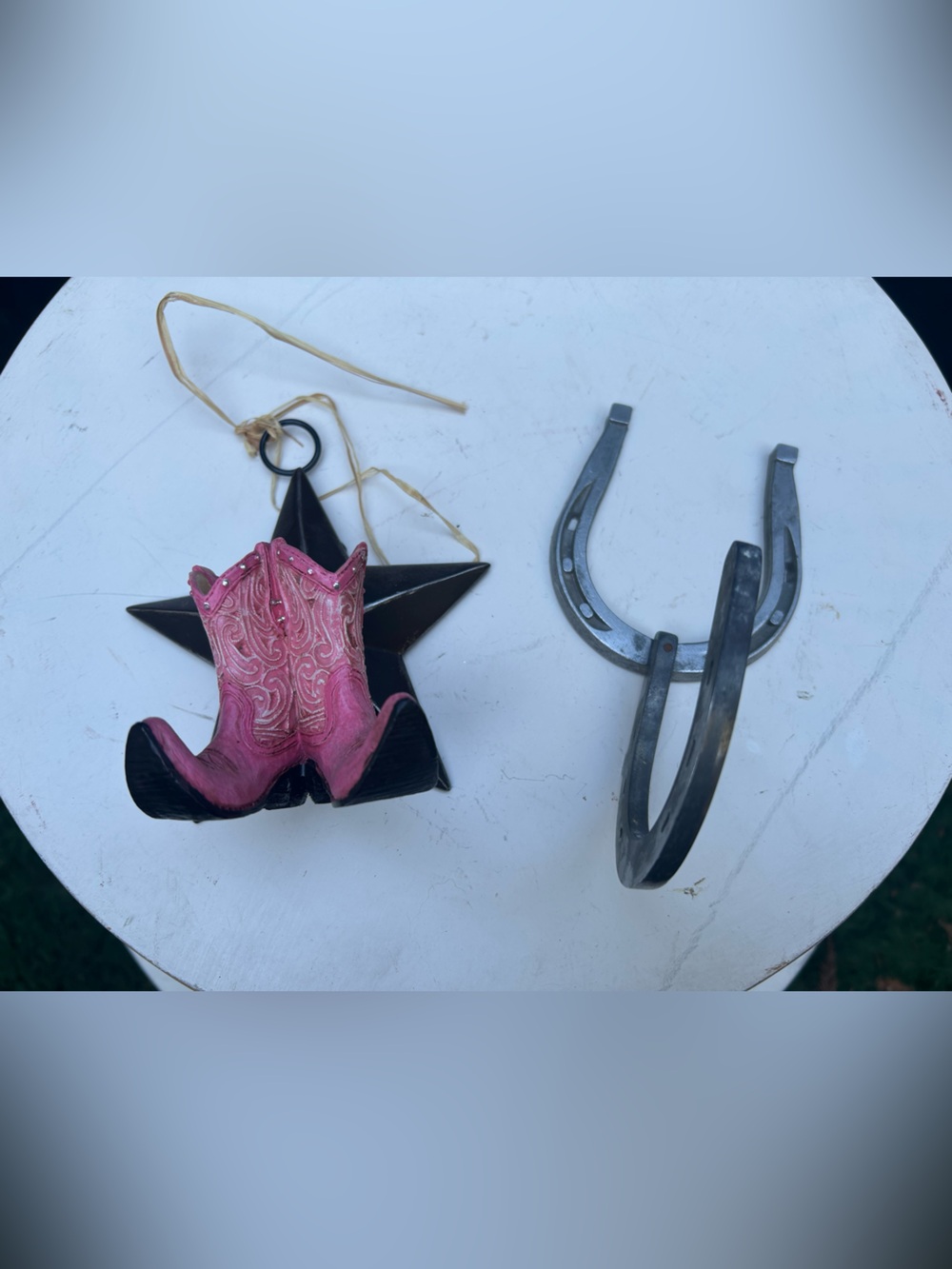 Pink Cowboy Boot wall hook art horseshoe decor bundle deal lot decor
